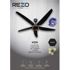 REZO Classic Remote Ceiling Fan 5 Blades 56